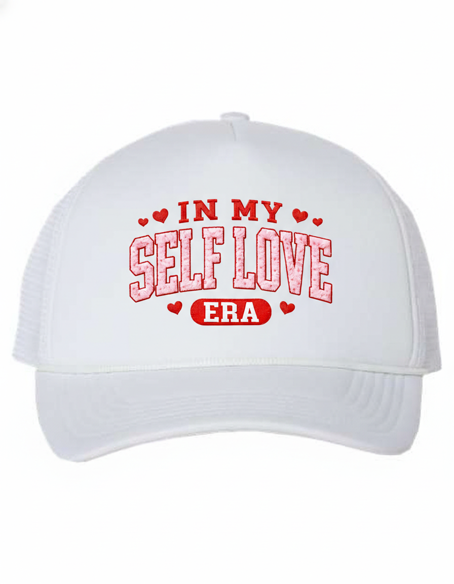In My Self Love Era" Signature Trucker Cap – Crisp White
