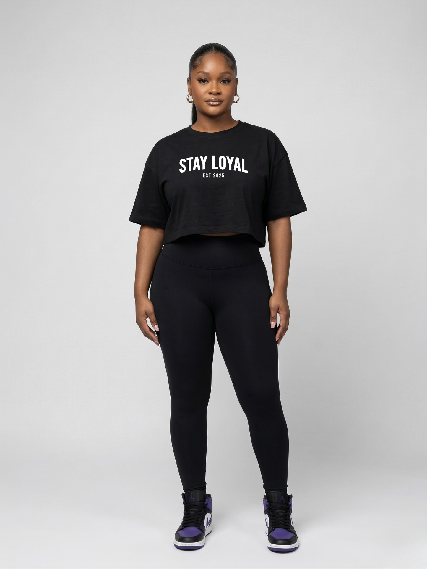 Stay Loyal Graphic Crop Top - Black