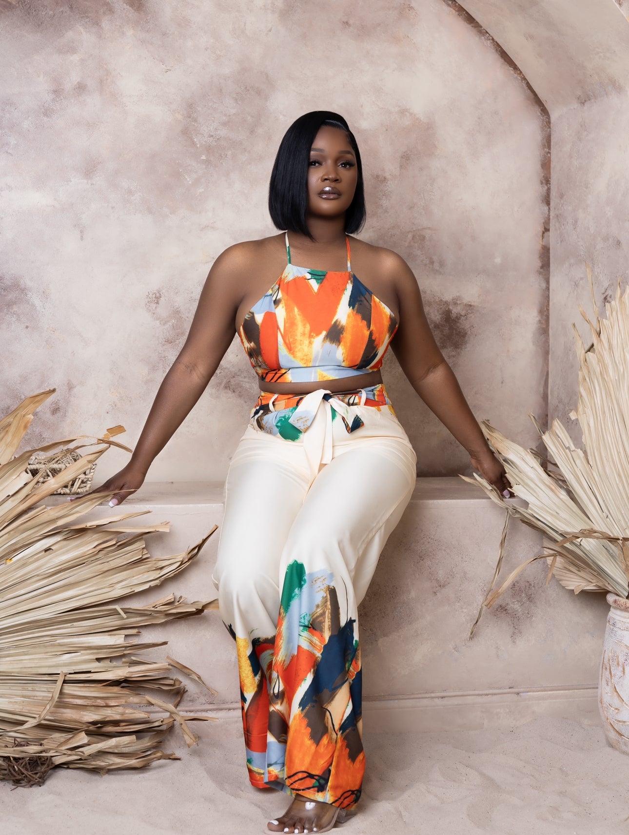 Sashie Abstract Wide-Leg Jumpsuit