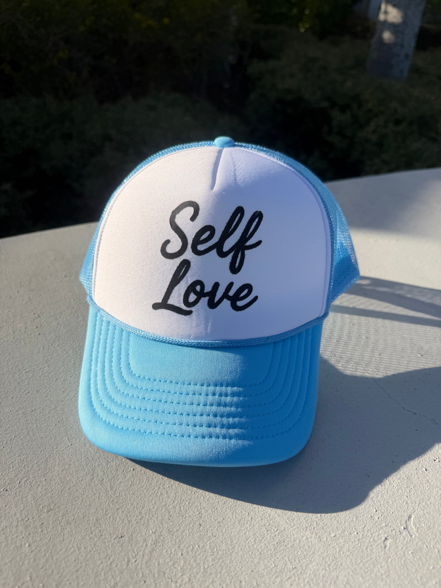 Self Love Signature Trucker – Sky Blue & White