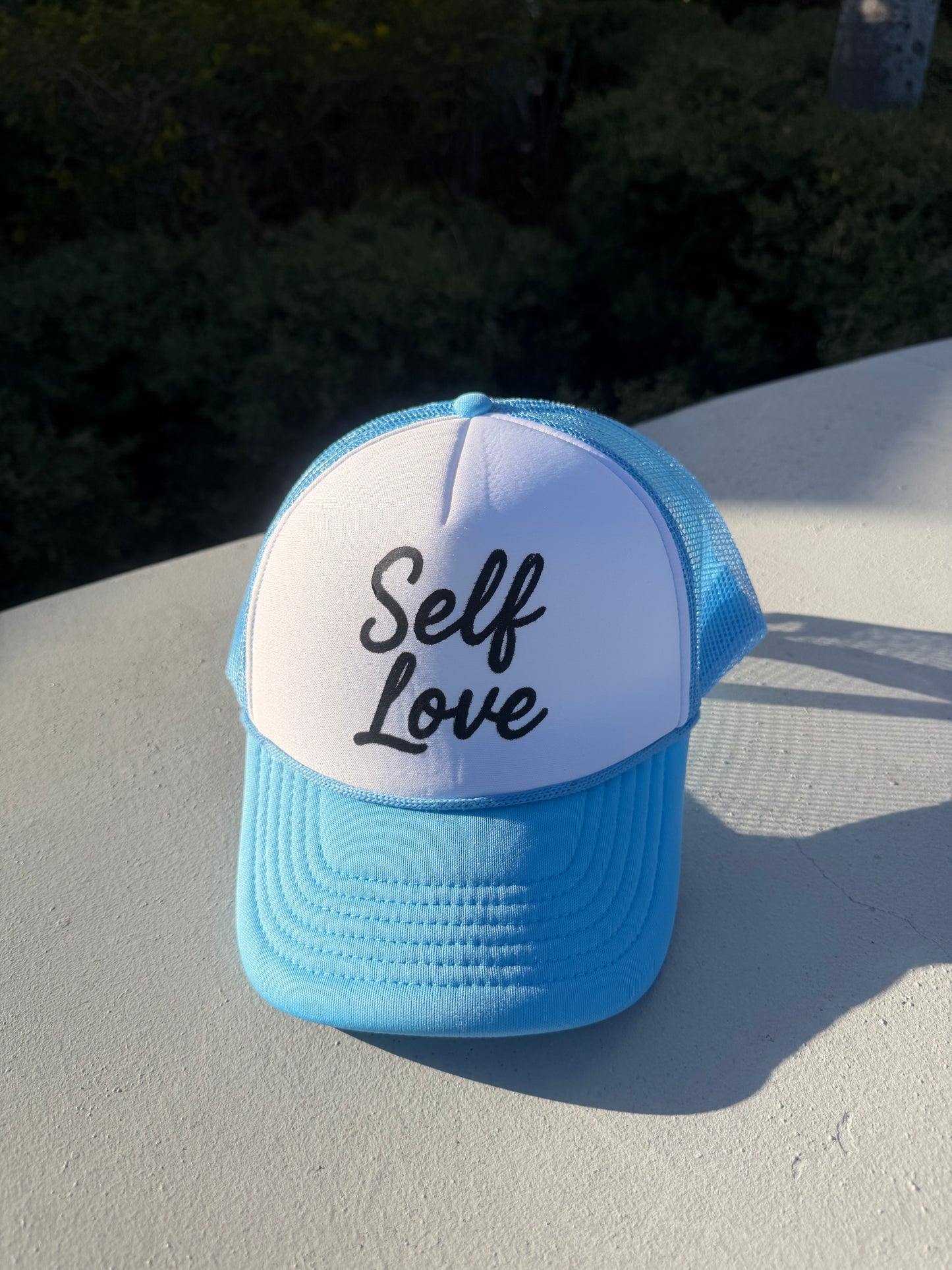 Self Love Signature Trucker – Sky Blue & White