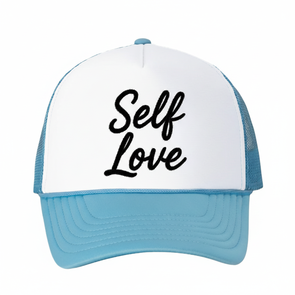 Self Love Signature Trucker – Sky Blue & White