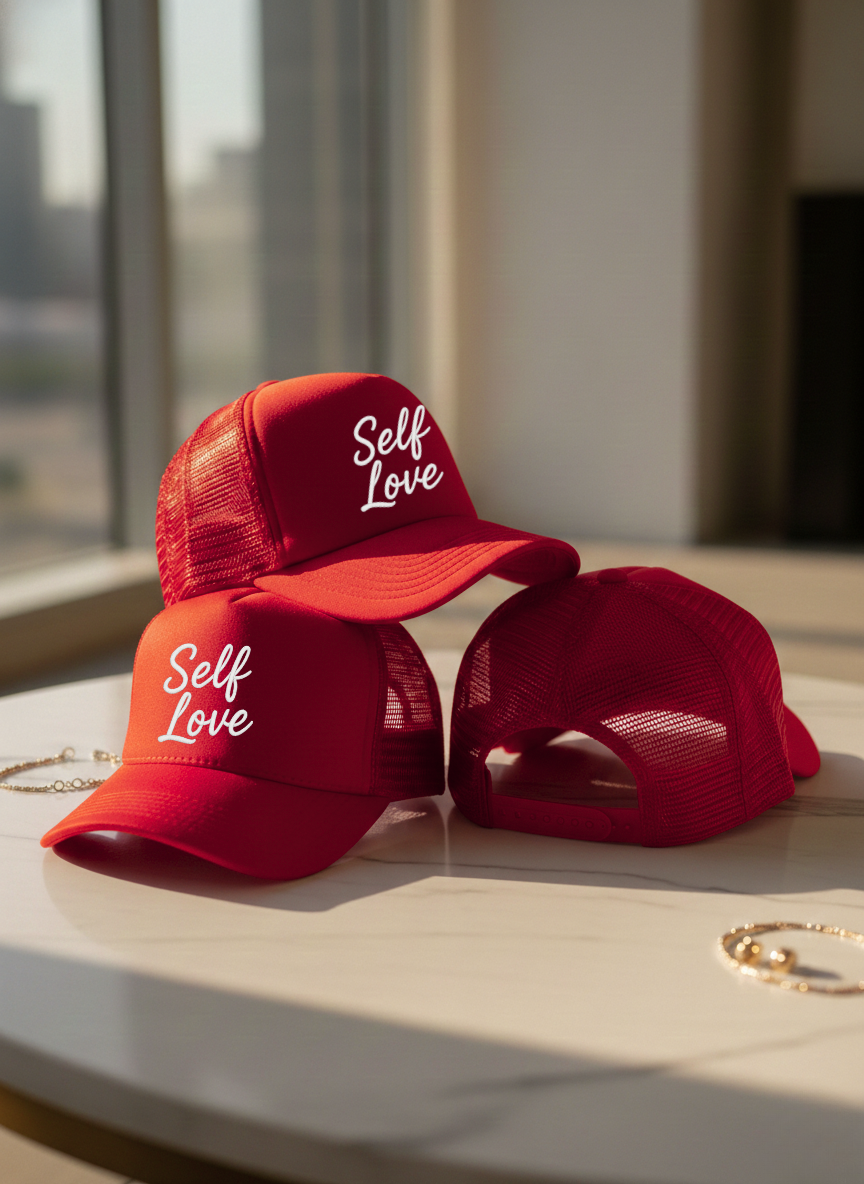 Self Love Trucker Hat Red
