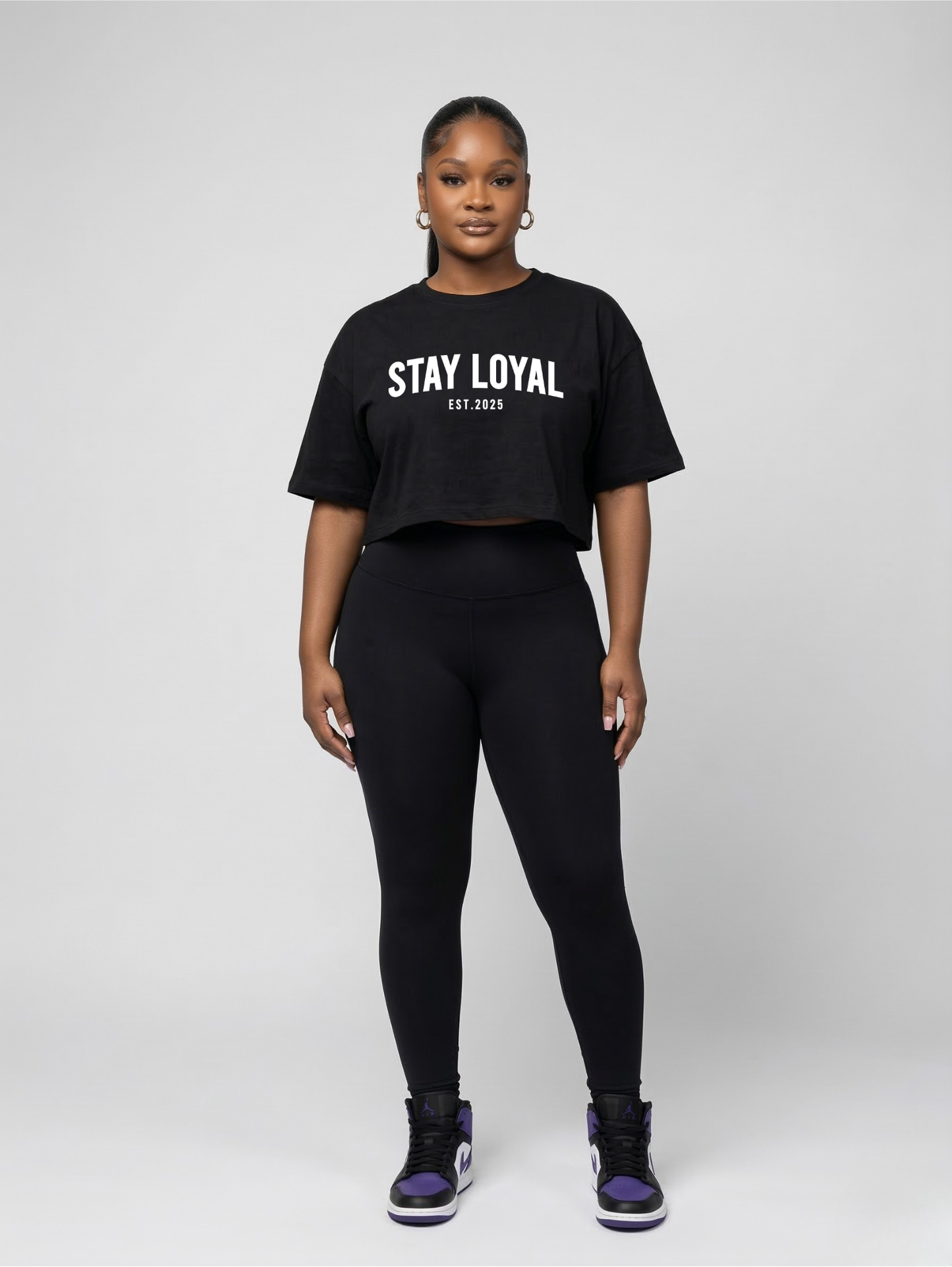 Stay Loyal Graphic Crop Top - Black